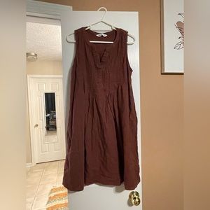 Sonoma brand with Kohls, brown/maroon colored, pleated dress, size M